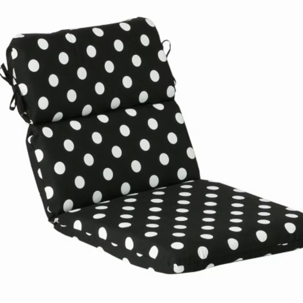 Black and White Polka Dot Outdoor Patio Chair Cushion